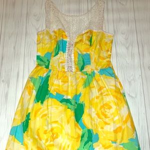 Lill Pulitzer Yellow and Blue Floral Dress